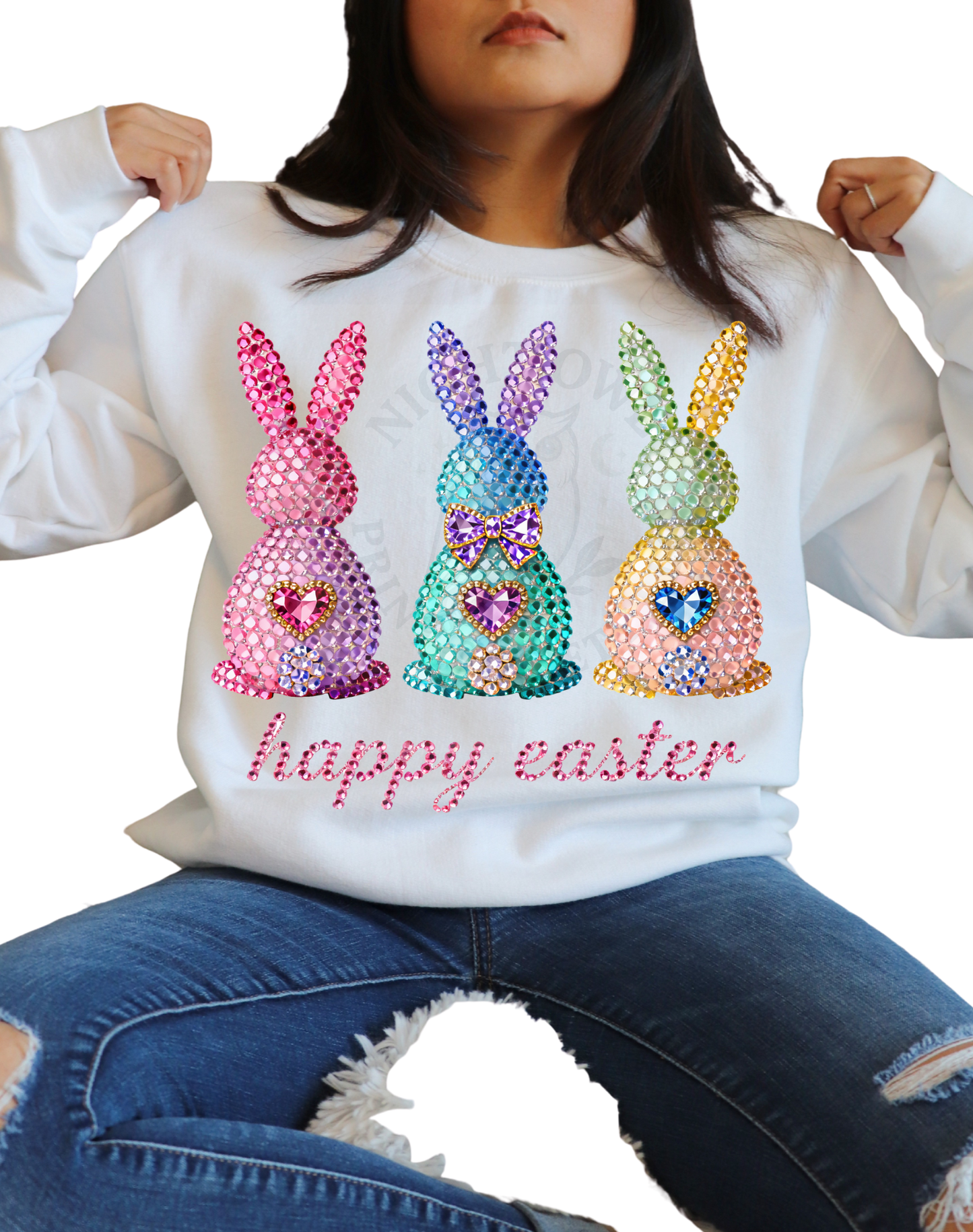 HAPPY EASTER RHINESTONE - DTF transfer