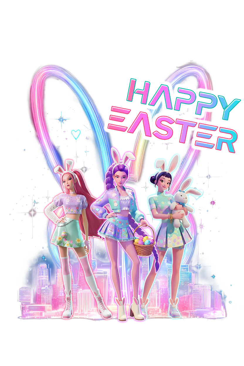HAPPY EASTER BUNNY KPOP GIRL DTF TRANSFER -