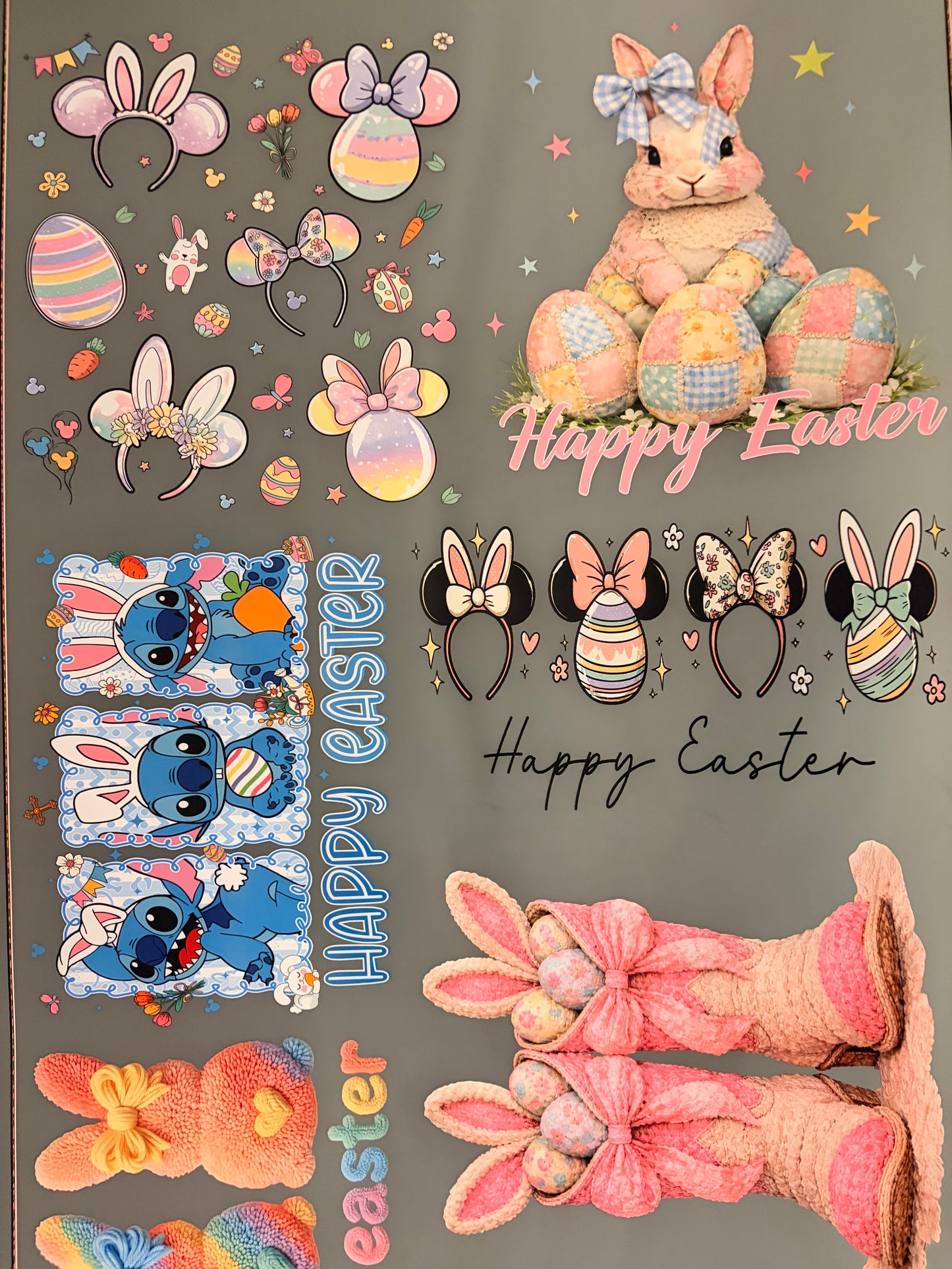 Easter Pastel Bunny DTF Gang Sheet – Spring Transfers Ready to Press | Cute Easter Shirt Designs