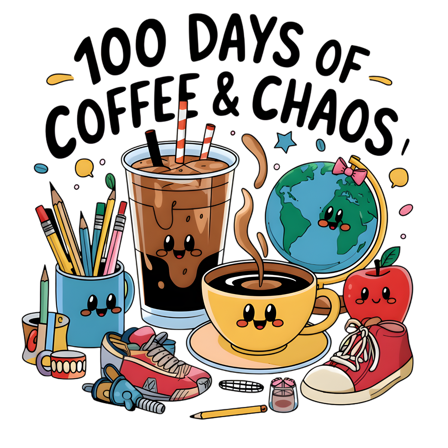 100 Days Of School Coffee & Chaos - DTF Transfer