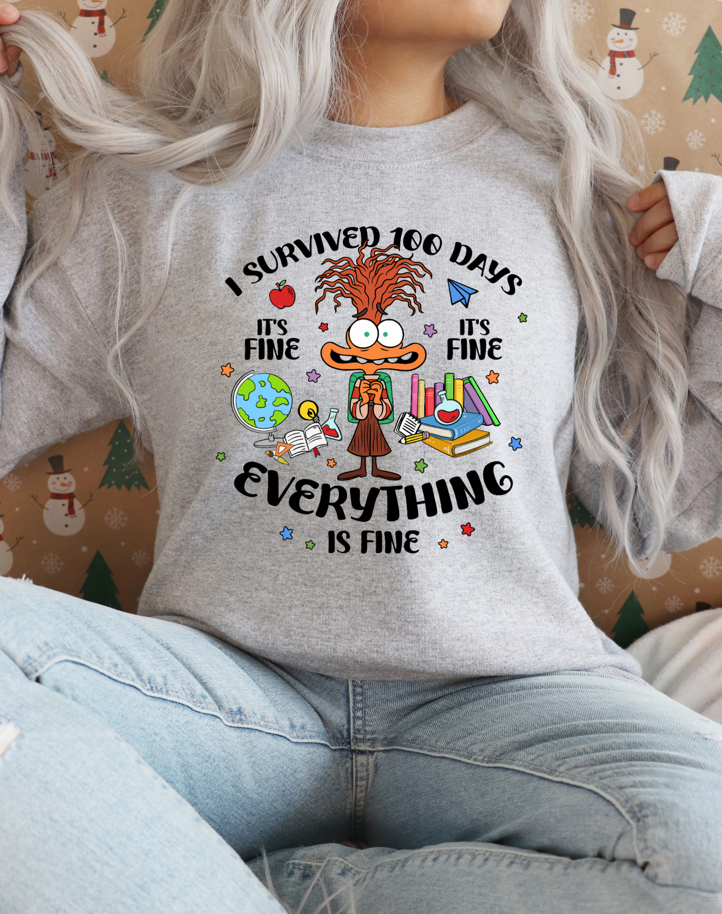 I Survived 100 Days - Everything Is Fine | 100 Days of School DTF Transfer