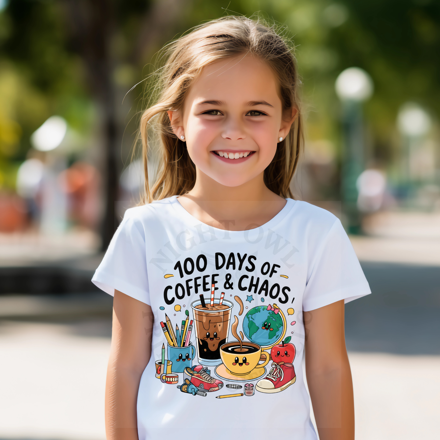 100 Days Of School Coffee & Chaos - DTF Transfer