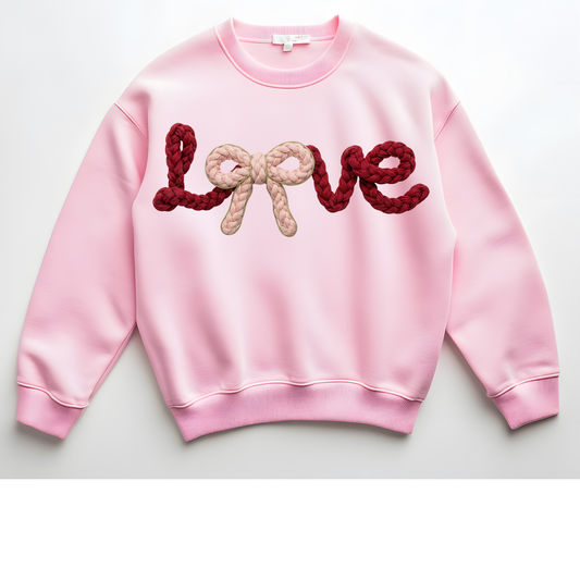Love Knit Bow - Valentine DTF Heat Tranfer
